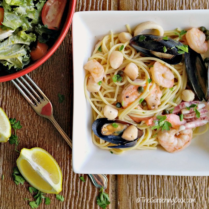 Light Seafood Piccata with Pasta