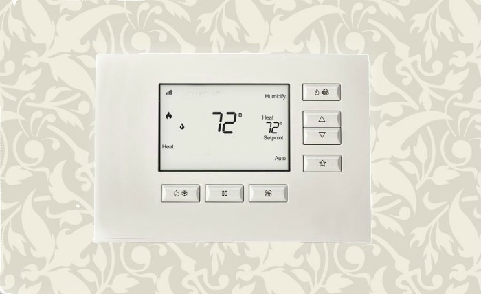 72 degrees on a white thermostat. Conserve energy by adjusting your thermostat.