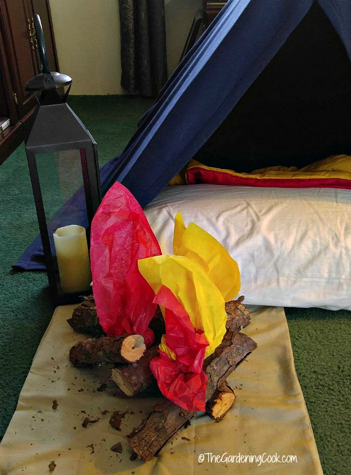 Easy indoor camping camp fire