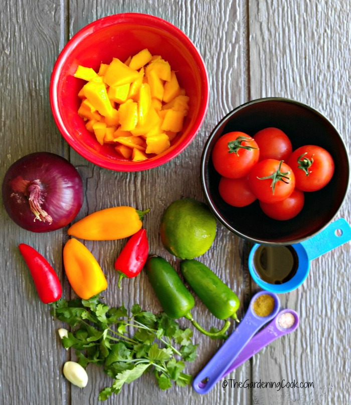 Ingredients for mango salsa