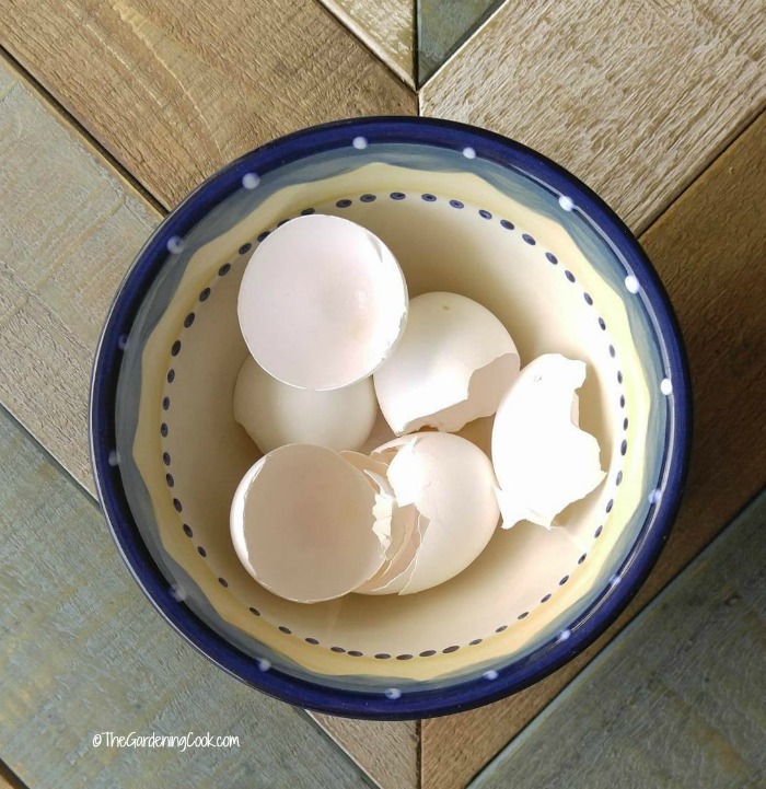 Egg shells add calcium to the soil and can be used to deter slugs and snails