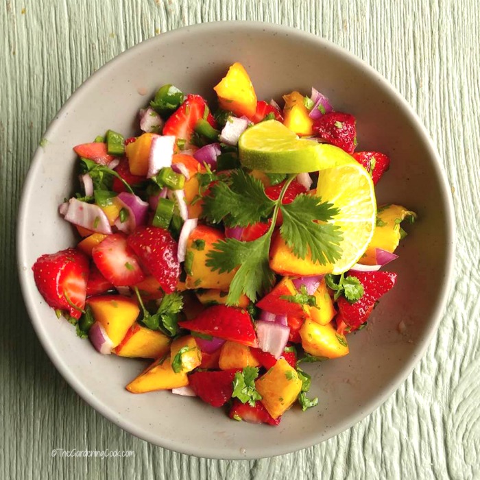 Finished strawberry peach salsa