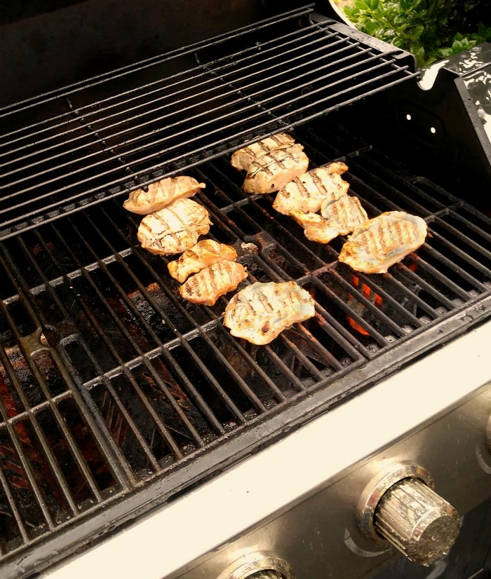Grilling the pork.