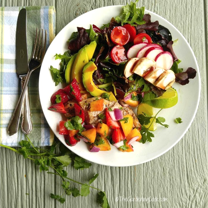 Grilled Pork with Strawberry Peach Salsa