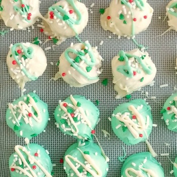 Funfetti truffle recipe on a silicone mat.
