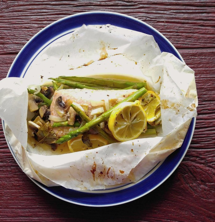 fish and vegetables in parchment paper Salmon wrapped in parchment paper