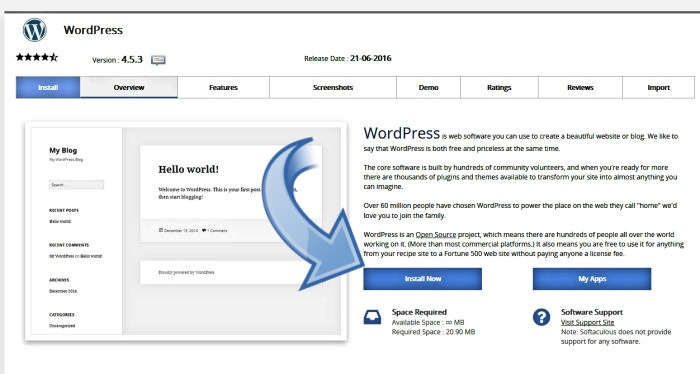 Step 1 installing WordPress