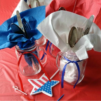 Red white and blue holiday decor for the 4th of July