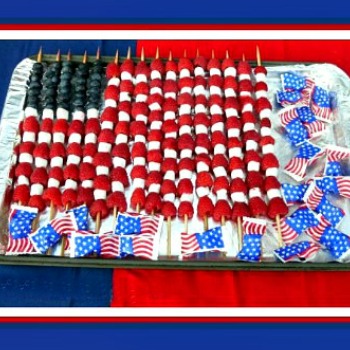 Red white and blue fruit flag for the 4th of July.