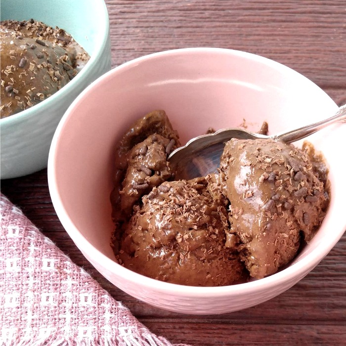 Eating Double dark chocolate ice cream