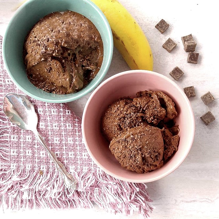 Bowls of double dark chocolate ice cream