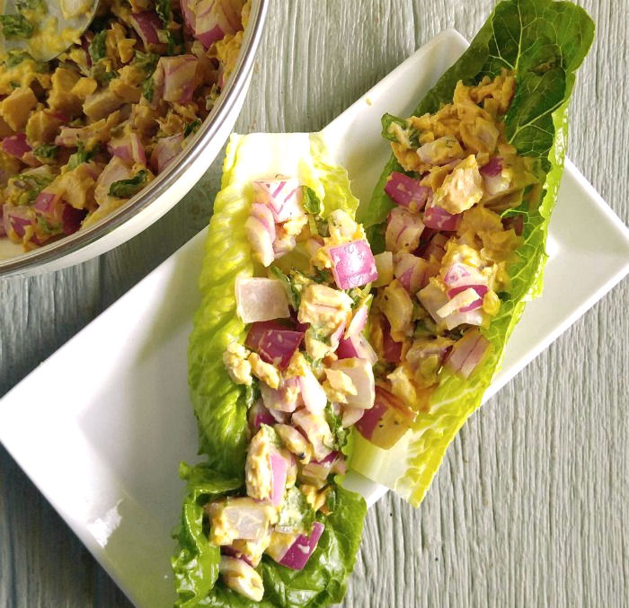 close up of tuna lettuce wraps
