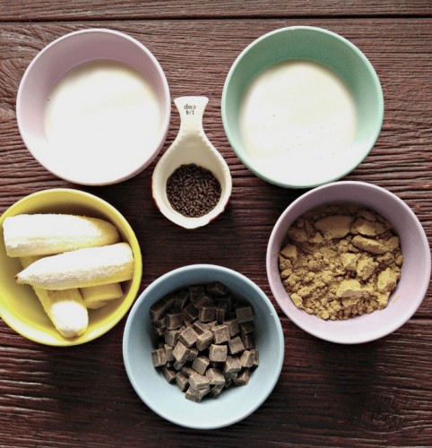 Ingredients for double dark chocolate ice cream
