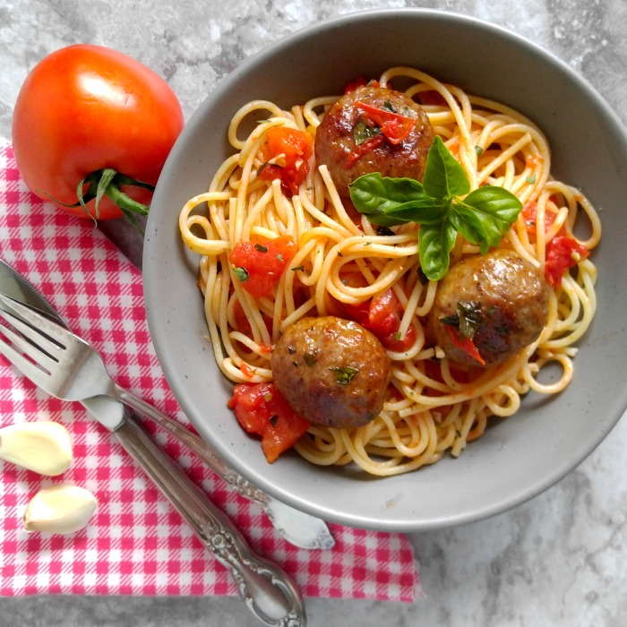 Abruzzese Italian meatballs in a home made buttery tomato sauce