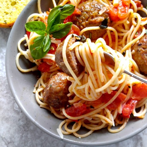 Dig into these Abruzzese Meatballs in a home made buttery tomato sauce