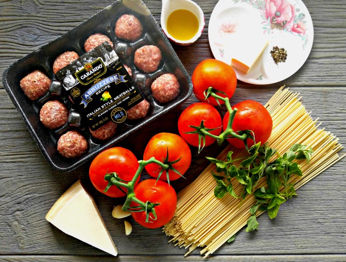 Ingredients for Abruzzese Meatballs in a home made buttery tomato sauce