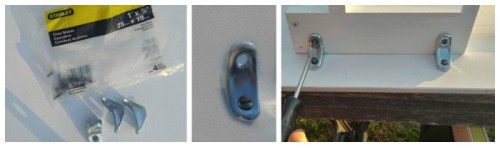 Chair braces were used to attach the holder to the cabinet door.