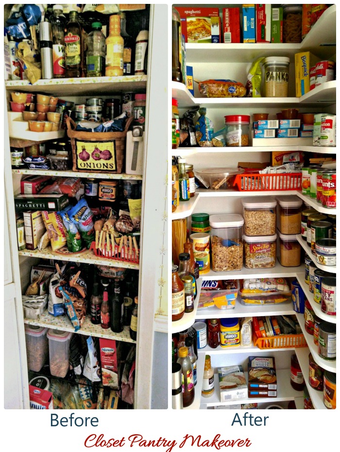 Closet pantry makeover. Before and after pictures