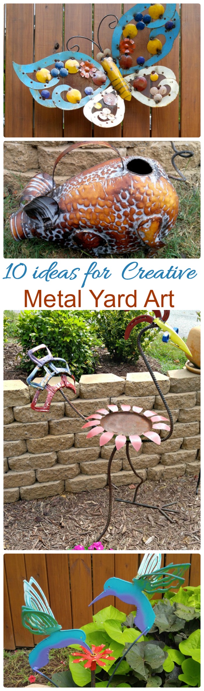Creative metal yard art adds a whimsical touch to any garden setting. These 10 ideas will give you some inspiration for your garden.
