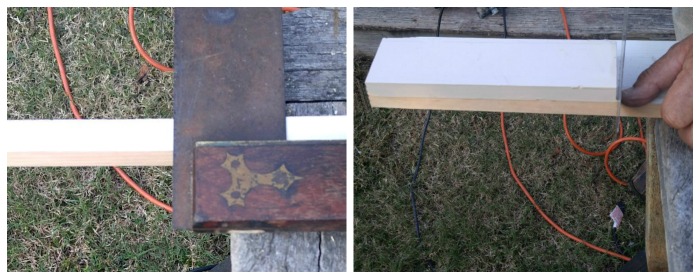 Cutting the side pieces and front sections from left over wood was the first step