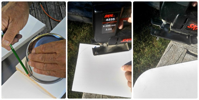 Rounding the shelf edges with a Skilsaw