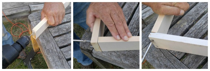 Screws hold the side pieces to the bottom of the holder