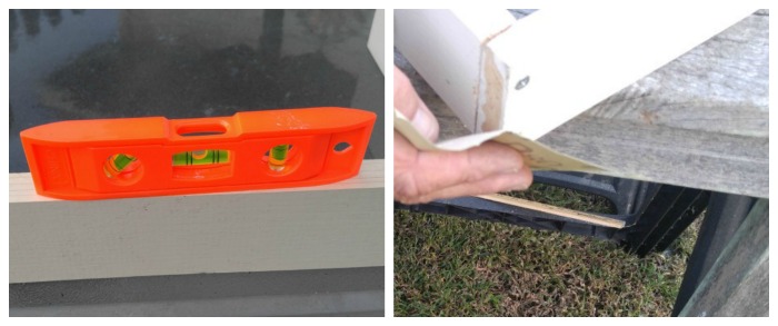 The unit needed to be sanded and then measured to see if it was level