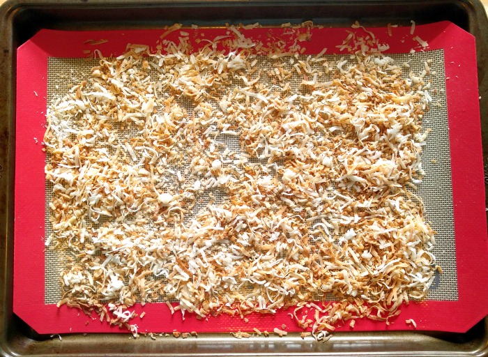 Toasted Coconut on a silpat mat.