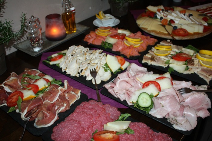 Food served buffet style.