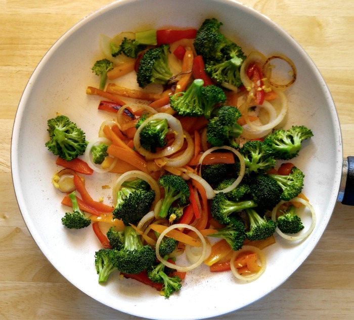 Cook the vegetables until tender.