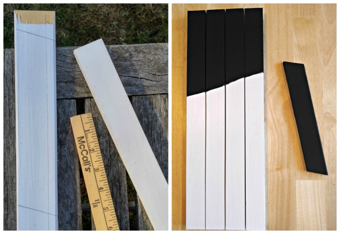 Cut and paint the wood for the snowman's hat