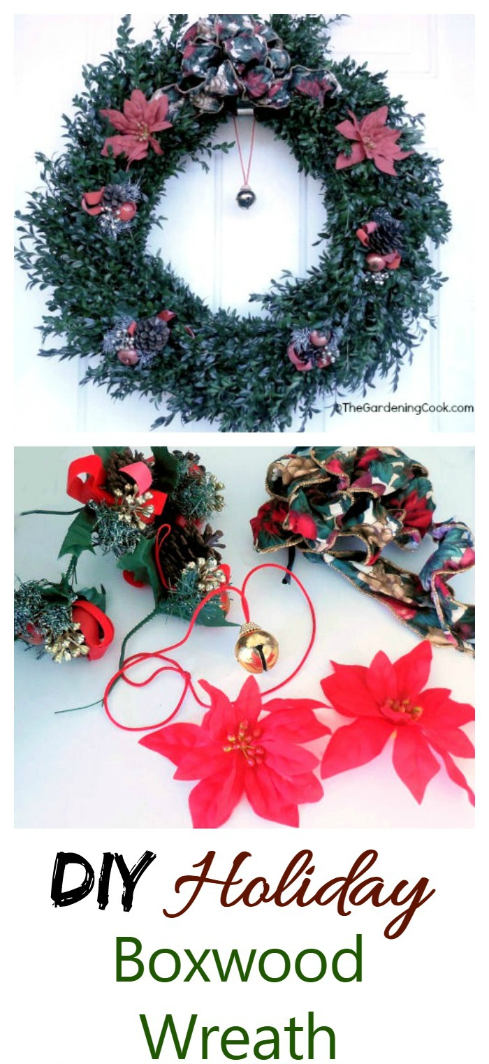 This holiday boxwood Christmas wreath makes a nice change from the traditional fir wreaths.