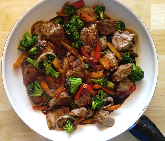 Add the sauce to the 30 minute pork stir fry