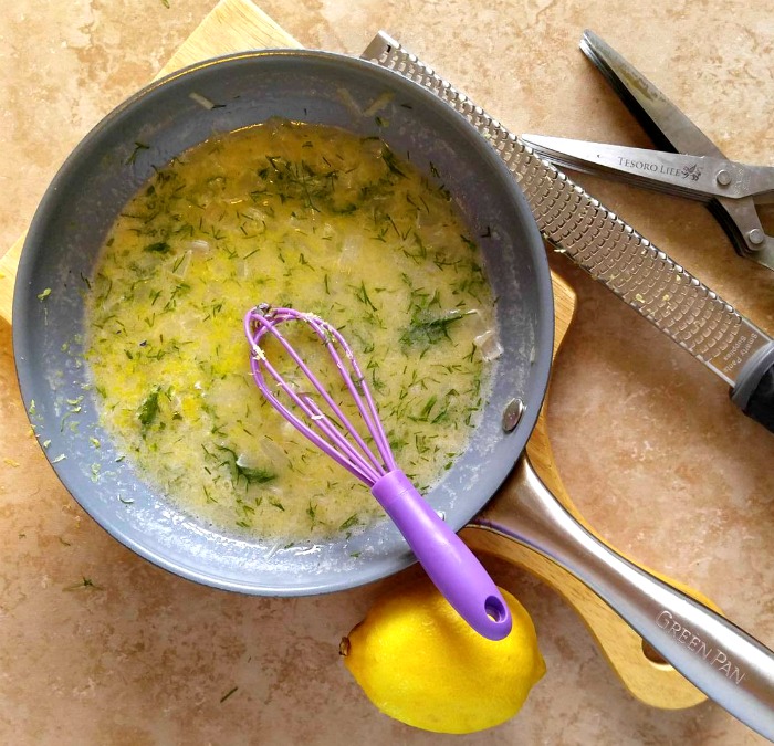 Add lemon zest and dill to the sauce