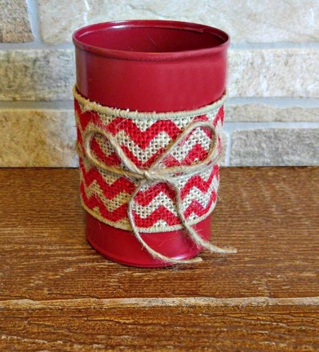 Chevron burlap tea bag jar