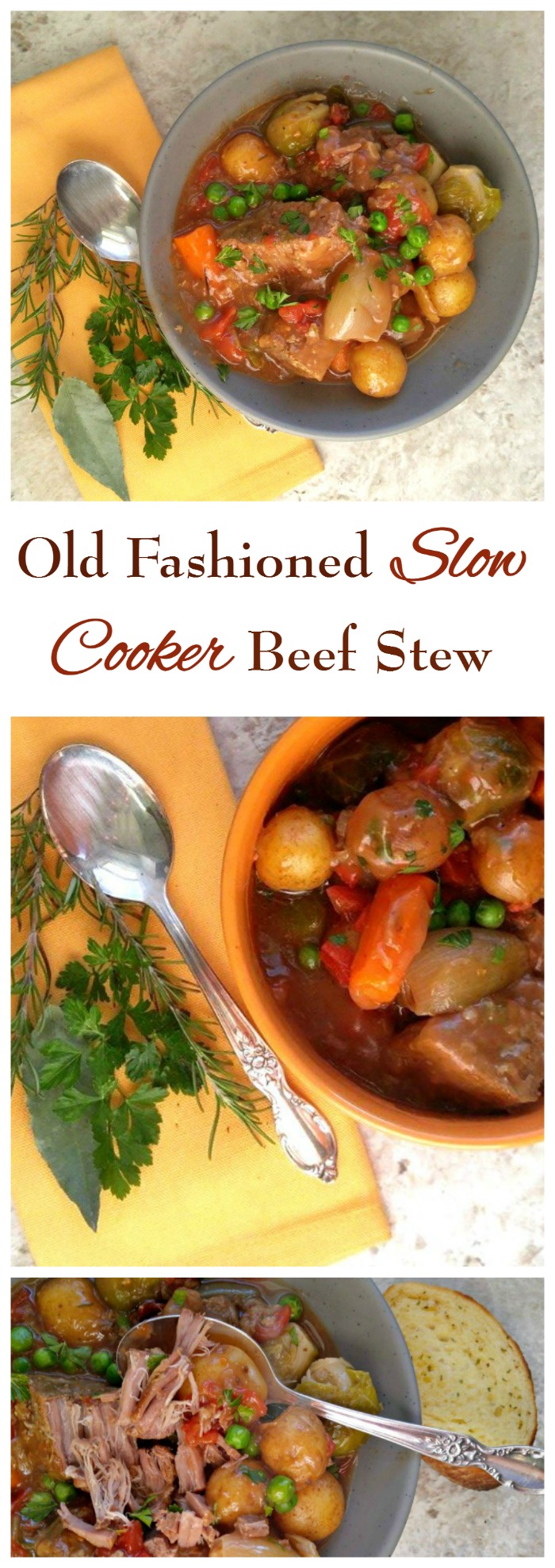 This fork tender old fashioned slow cooker beef stew is made just the way Momma made it! Rich and savory with big chunks of meat and vegetables are the ultimate comfort food.