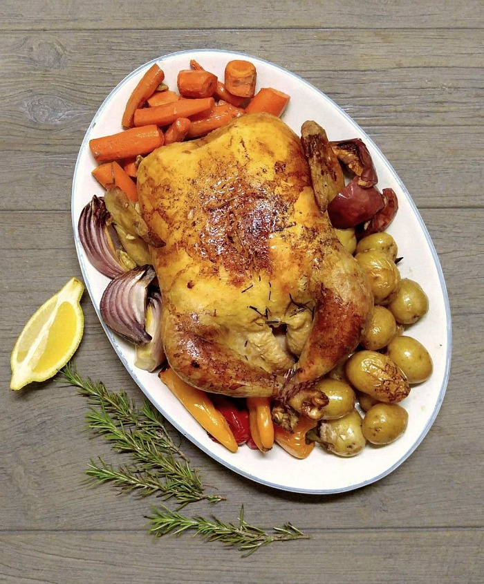 Whole chicken pot roast