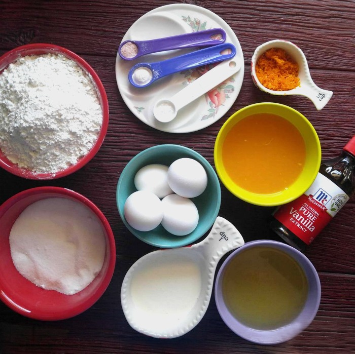 Ingredients for the Orange bundt Cake
