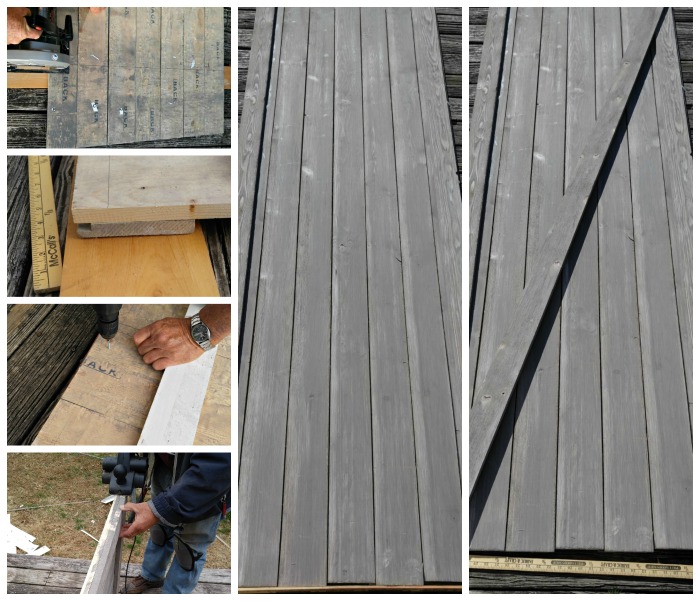 Measure, sand, cut and assemble the barn door
