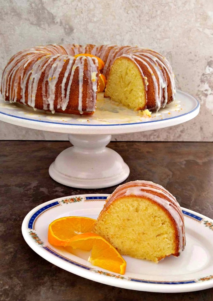 Slice of orange bundt cake