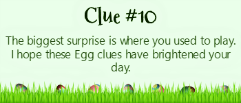 Easter basket clue about the play house.