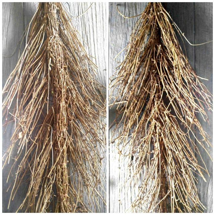 Making the door swag form from grapevines