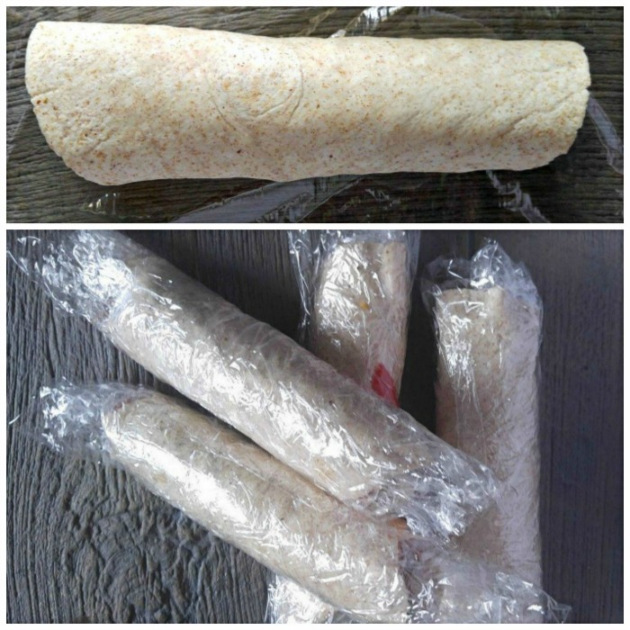 Roll up the tortilla wrap tightly