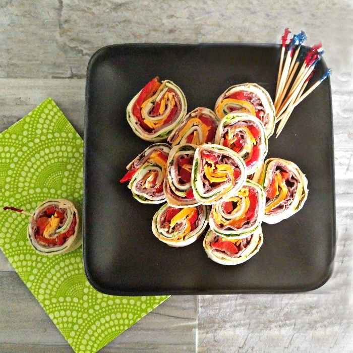 Roast Beef Wraps with Cheese & Roasted Red Peppers