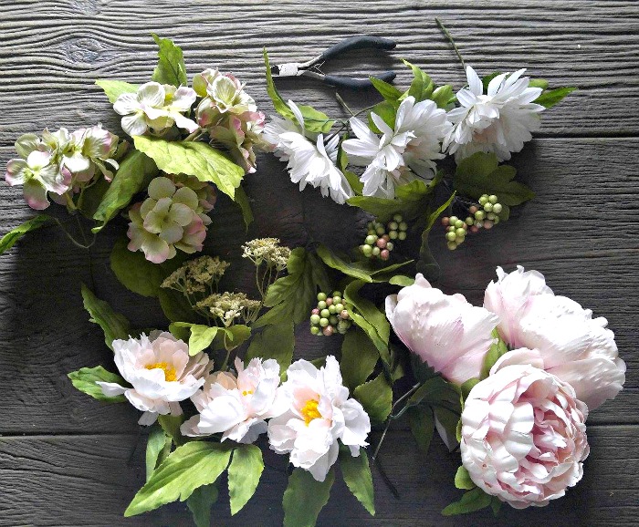 Separate the silk flowers