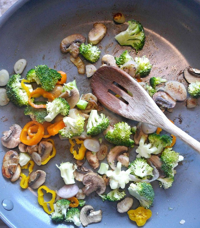 Cook the vegetables in olive oil