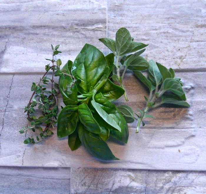 Thyme, basil and fresh oregano