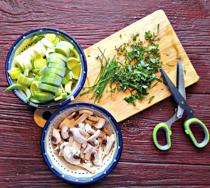 Slice the veggies and dice the herbs