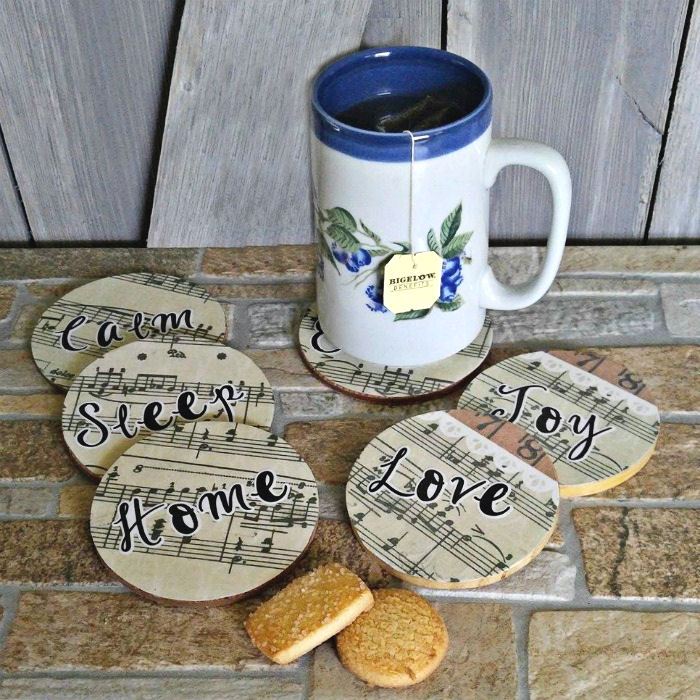 Cup of tea and music coasters