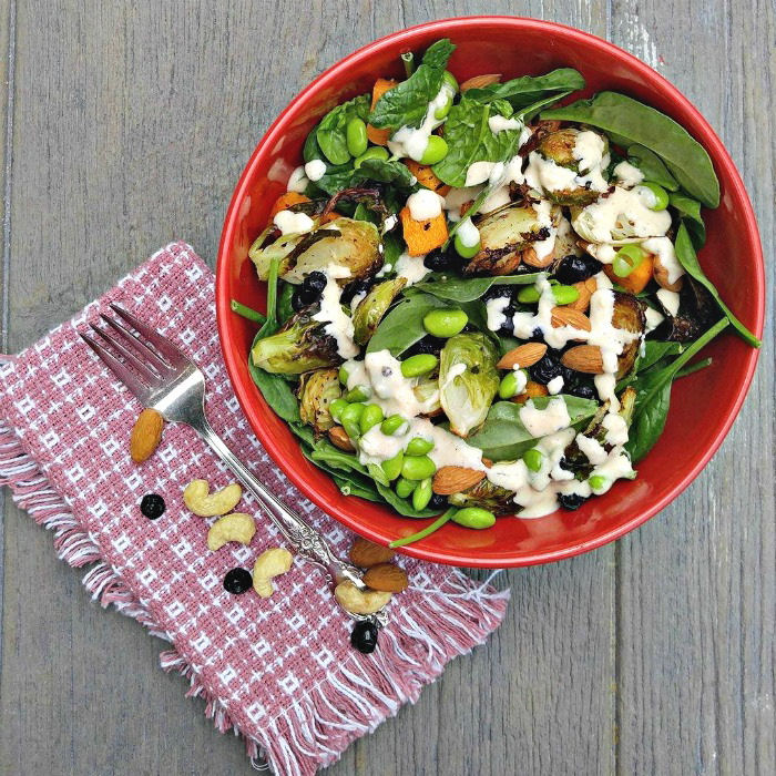 Roast Vegetable Salad with Creamy Cashew Dressing